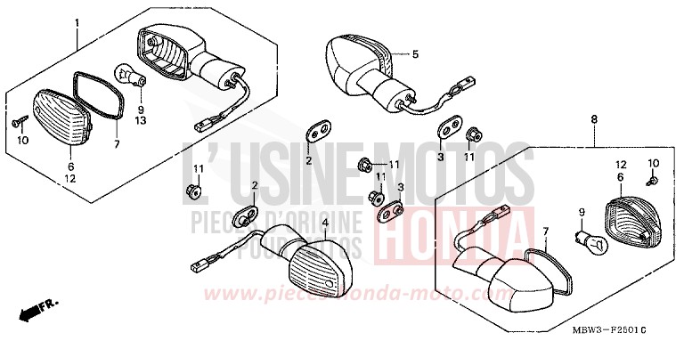 CLIGNOTANT (2) de CBR600F VR Special PEARL FLASH YELLOW (Y163) de 2001